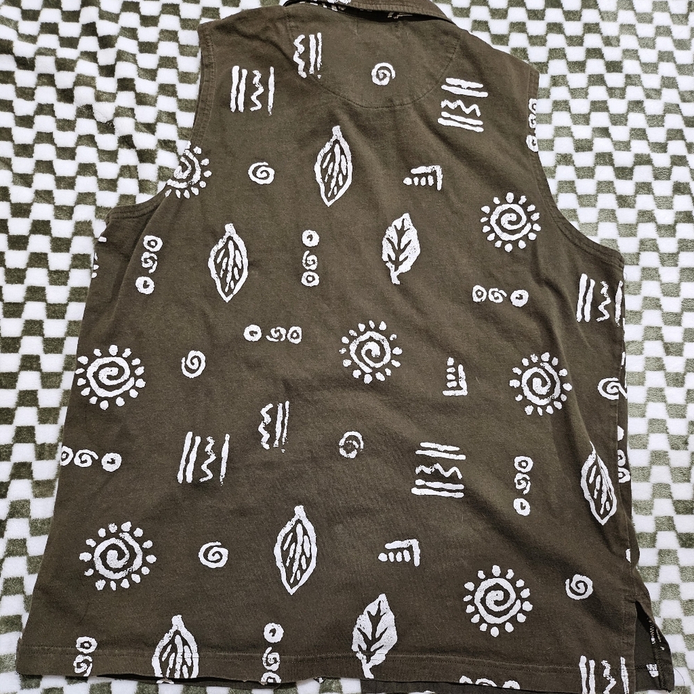 90s Moving Bleu Button Up Top Sz XL - Picture 6 of 6